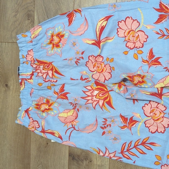 Caligraphie Linen Floral Side Slit Wide Leg Pants Pull On Pockets M NWT - Picture 11 of 11